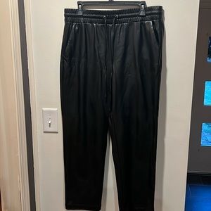 LOFT faux leather straight leg cropped pant